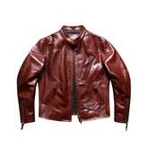 Men's 1900s Biker Leather Jacket, Burgundy