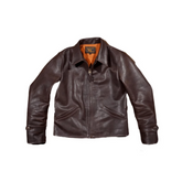 Men's 1940s Vintage Style Leather Jacket Brown