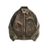Men's Corduroy Western Jacket, Distressed Brown