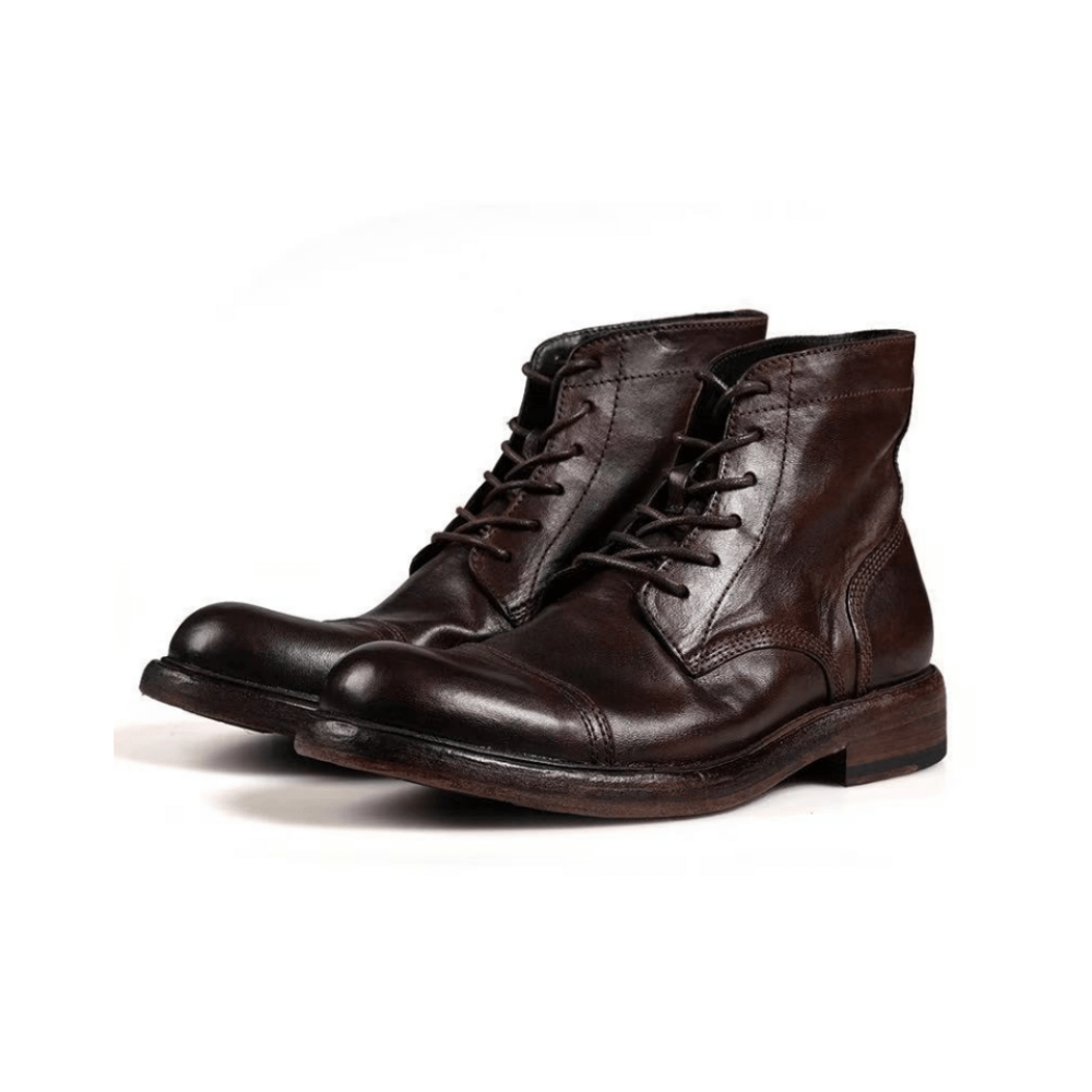 Men's Washed Cap Toe Dress Boots 46 / Coffee Men's Washed Cap Toe Dress Boots 46 / Coffee