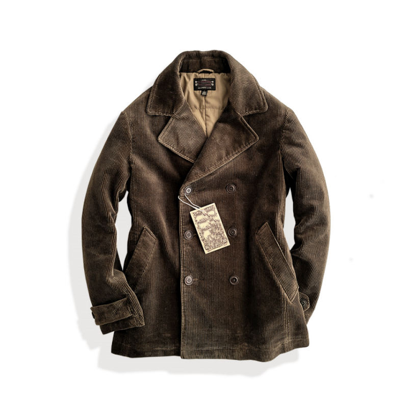 Corduroy pea coat mens discount
