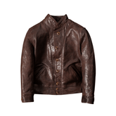 Men's Cossack Leather Jacket, Coffee