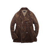 Men's Double Breasted Corduroy Pea Coat, Brown