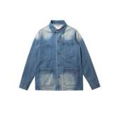 Veste de travail en denim délavé pour homme