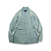Men's Washed Blue Denim Kimono Jacket