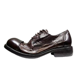 メンズ ダメージ加工 プリーツ ダービー レザー シューズ