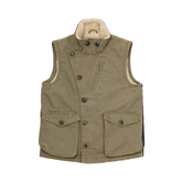 Men's Distressed Canvas Biker Vest, Faux Fur Lining