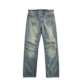 Men's Distressed Whiskers Jeans, Washed Blue