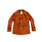 Men's Double-breasted Navy Pea Coat, Cowhide