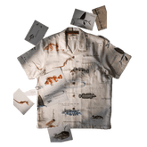 Men's Fish Print Linen Hawaiian Shirt, Short Sleeves