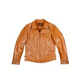 Orange leather jacket on a white background