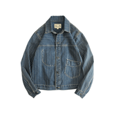 Veste en jean jacquard délavé indigo pour homme