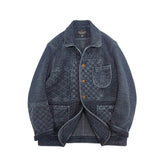 Men's Jacquard Sashiko Chore Jacket, Charcoal Black
