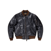 Men's MA-1 Bomber Leather Jacket, Teacore Cowhide