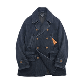 メンズ インディゴ ダブルブレスト 刺し子 ピーコート