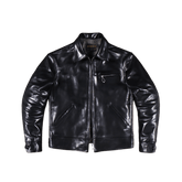 Men's Sports Leather Jacket, Black Horsehide