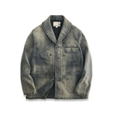 Veste en jean à col châle noir anthracite pour homme