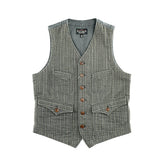 Gilet à col en V en jacquard rayé pour homme