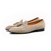 Men's Suede Tassel Loafers, Khaki