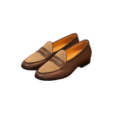 Two Tone Penny Loafers Brown