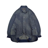 Men's Distressed Honeycomb Shirt Jacket