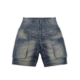 Men's Washed Striped Cargo Denim Shorts