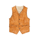 Men's Western Leather Vest, Vintage Tan