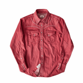 Men's Washed Western Shirt, Coral Red