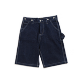 A pair of men's denim shorts with multiple pockets and a button-up front.