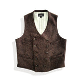 Men's Red Brown Double-breasted Tweed Vest