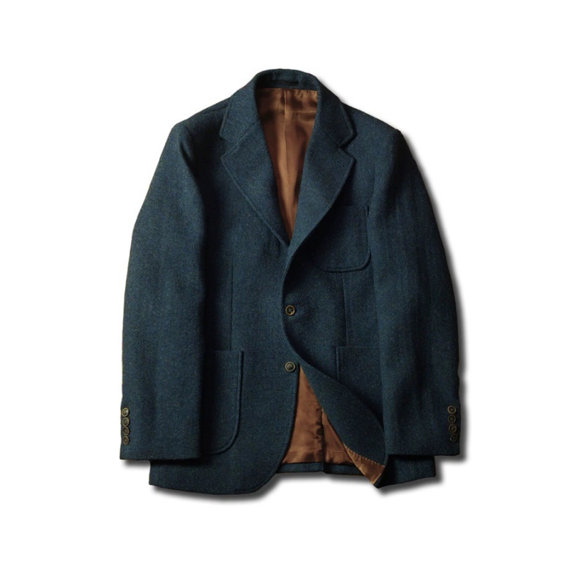 Men's Herringbone Tweed Suit Jacket Blue – Crush on Retro Men's Herringbone Tweed Suit Jacket Blue – Crush on Retro