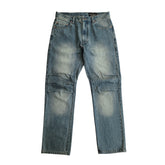 Men's Distressed Whiskers Jeans Washed Blue