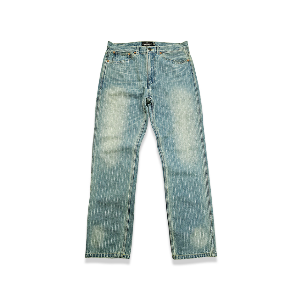 Men s Washed Distressed Striped Jeans