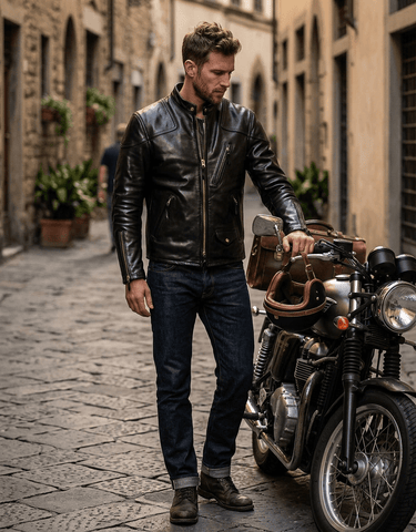 メンズ 1900 年代 モーターサイクル レザー ジャケット