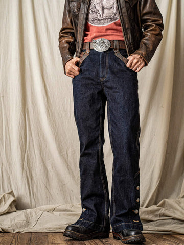 Men's 14.5oz Bootcut Jeans, Leather Patch & Slit Hem