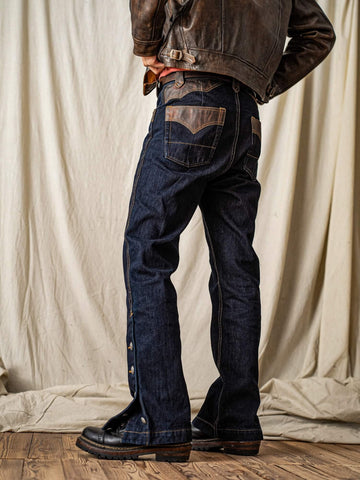 Men's 14.5oz Bootcut Jeans, Leather Patch & Slit Hem