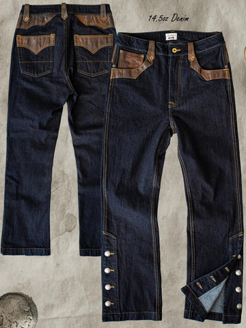 Men's 14.5oz Bootcut Jeans, Leather Patch & Slit Hem
