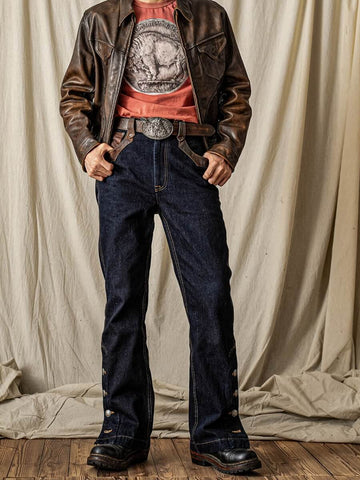 Men's 14.5oz Bootcut Jeans, Leather Patch & Slit Hem