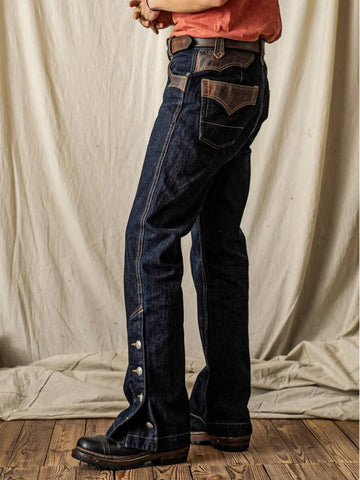 Men's 14.5oz Bootcut Jeans, Leather Patch & Slit Hem