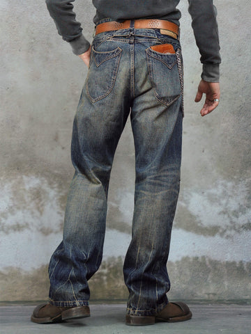 Men's 15oz Distressed Selvedge Bootcut Jeans