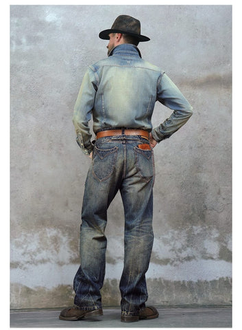 Men's 15oz Distressed Selvedge Bootcut Jeans