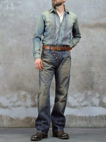 Men's 15oz Distressed Selvedge Bootcut Jeans