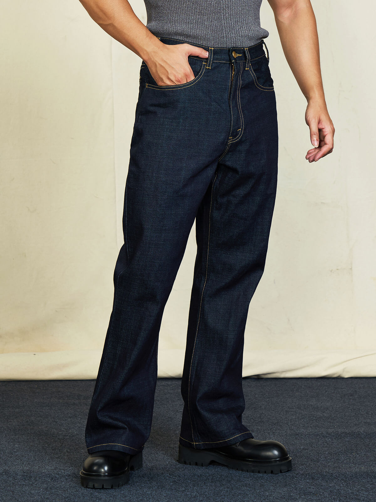 Men's Bootcut Jeans, 12OZ Raw Denim