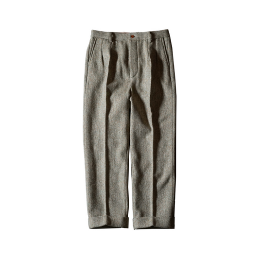 Tweed Trousers Gray Green