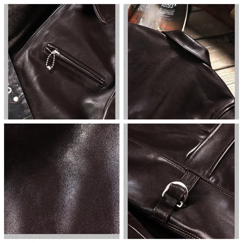 1930s Sports Leather Jacket Coffee