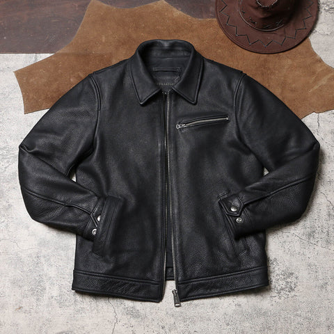 Men's 1930s Biker Jacket, Matte Black