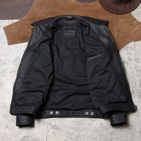 Men's 1930s Biker Jacket, Matte Black