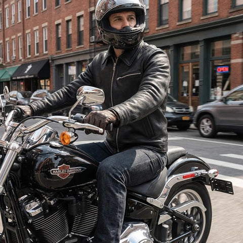 Men's 1930s Biker Jacket, Matte Black