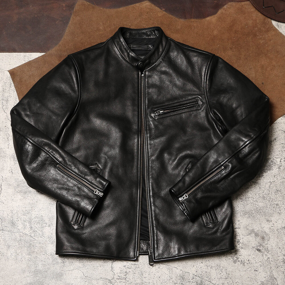 Men's 1930s Biker Jacket, Tumbled Cowhide