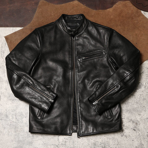 Men's 1930s Biker Jacket, Tumbled Cowhide